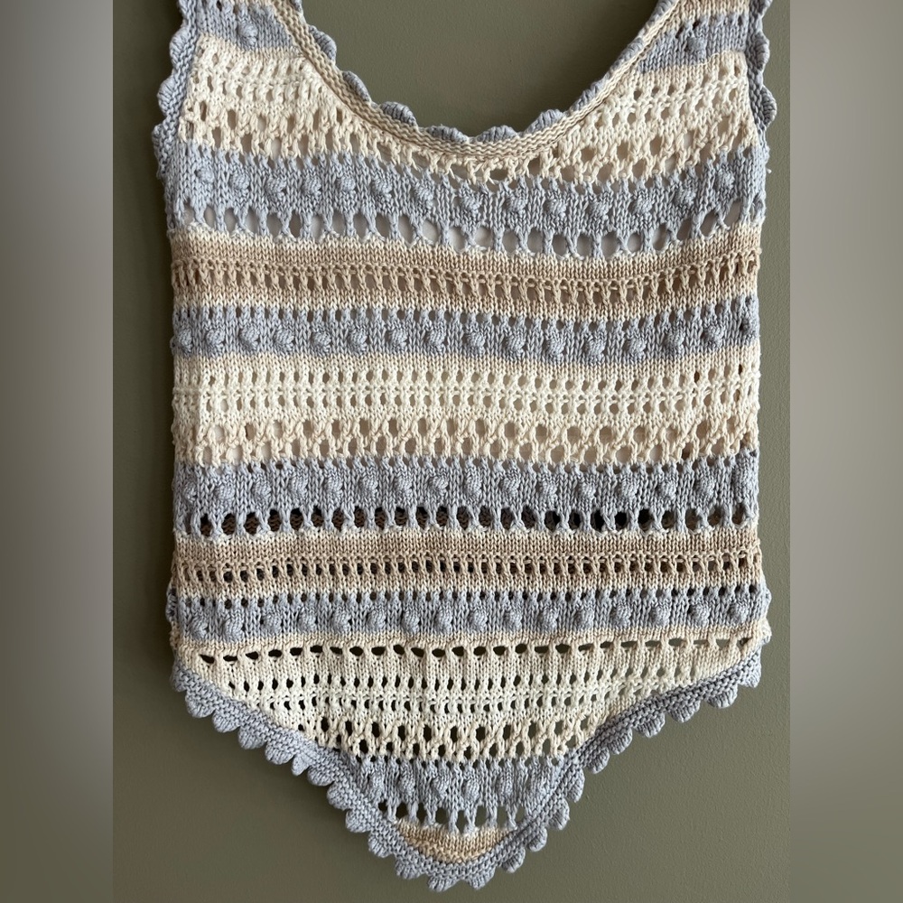 JESSICA SIMPSON Matching Crochet Set Maxi Skirt & Top - Blue & Cream size small - Picture 12 of 14